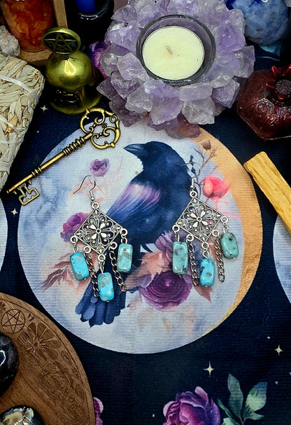 Amazonite and Silver Statement Earrings