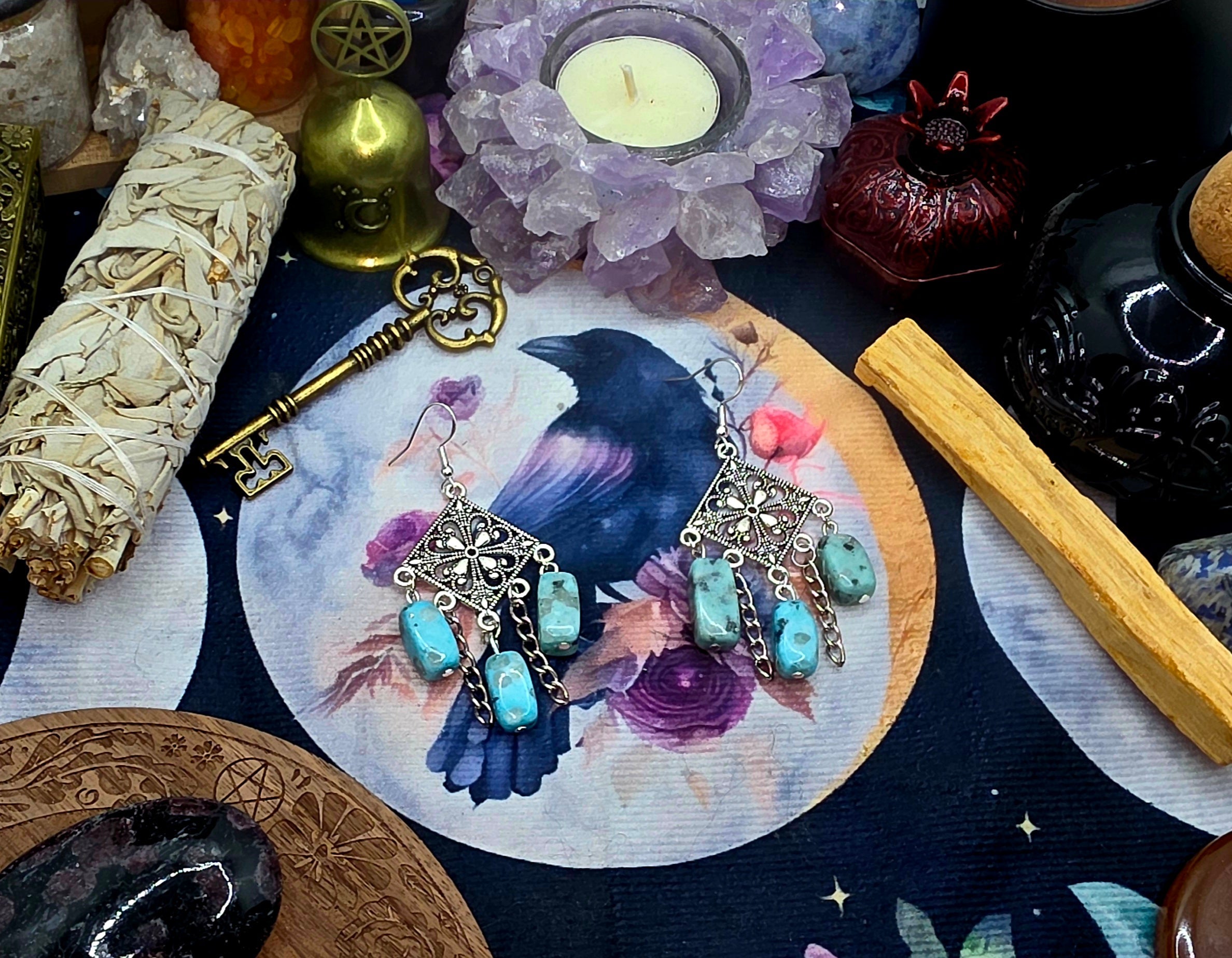 Amazonite and Silver Statement Earrings