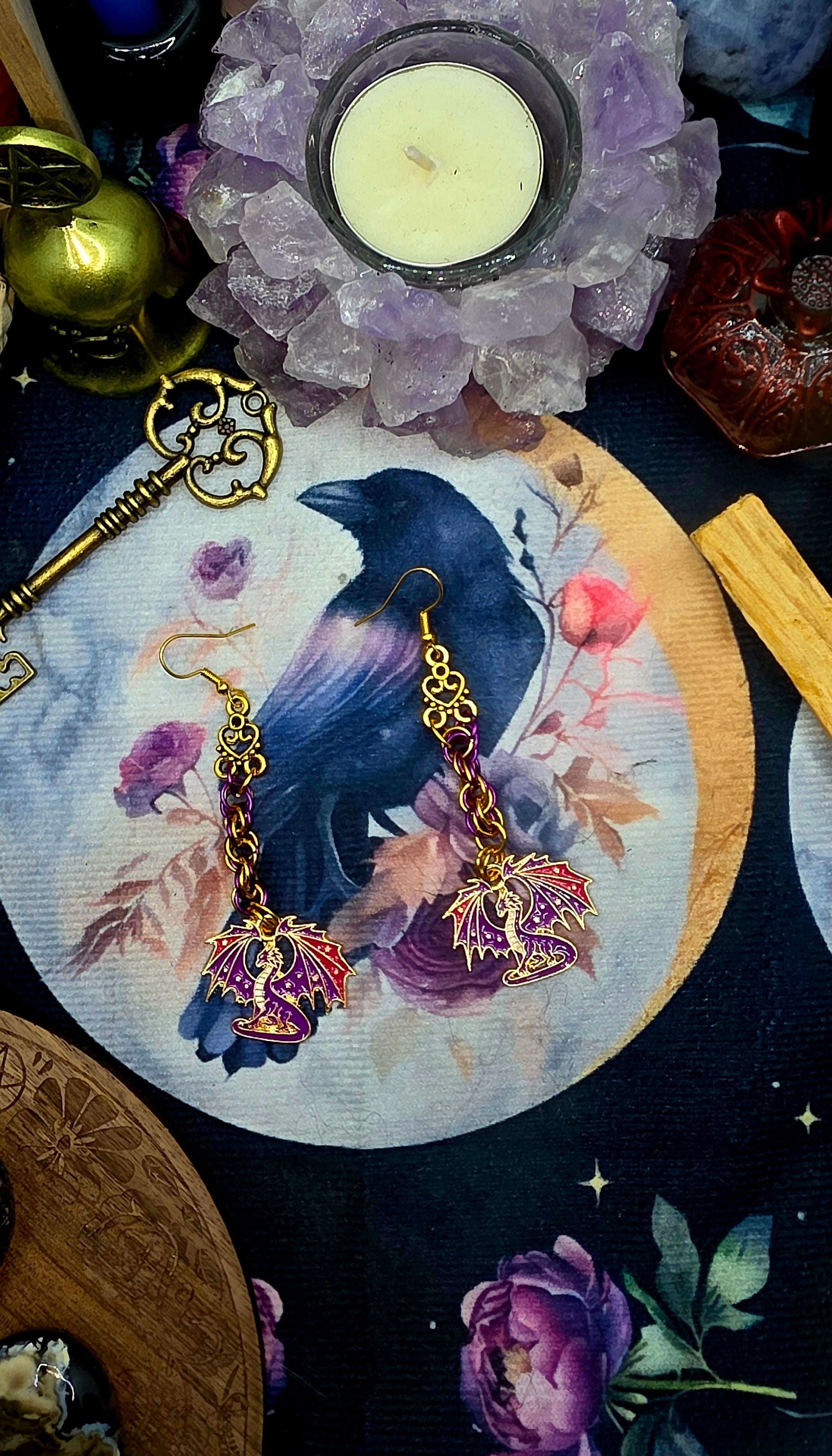 Mystical Dragon Chainmail Earrings