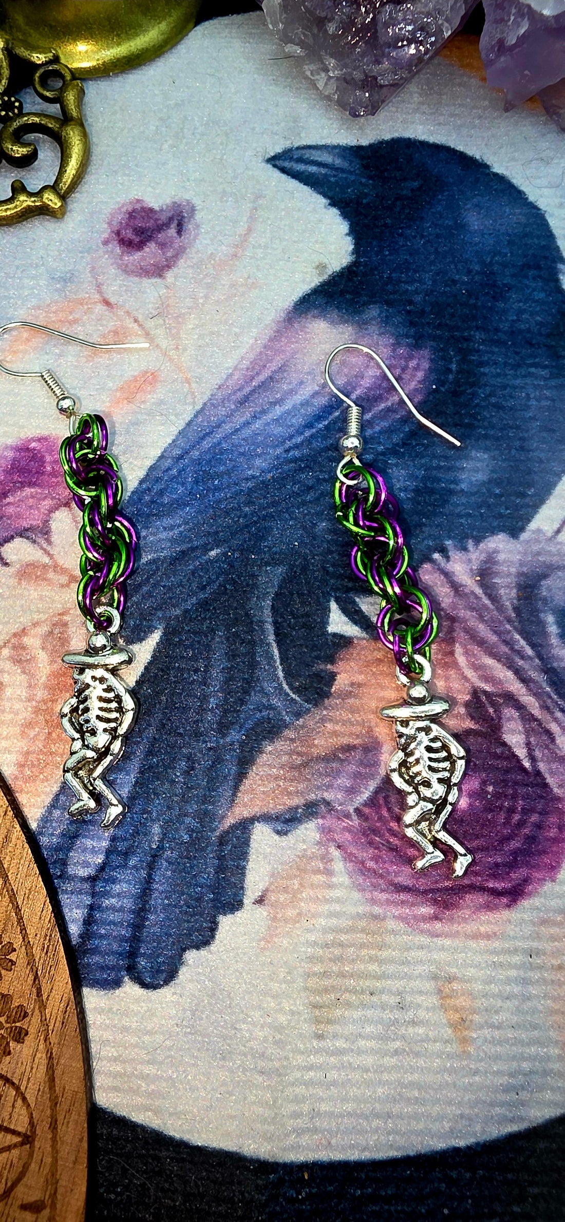 Dancing Skeleton Chainmail Earrings