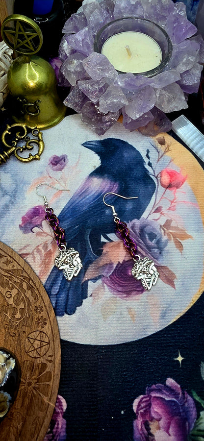 Gothic Elegance Chainmail Skeleton Earrings