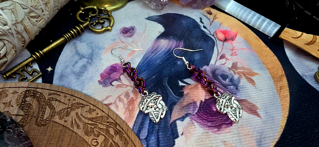 Gothic Elegance Chainmail Skeleton Earrings