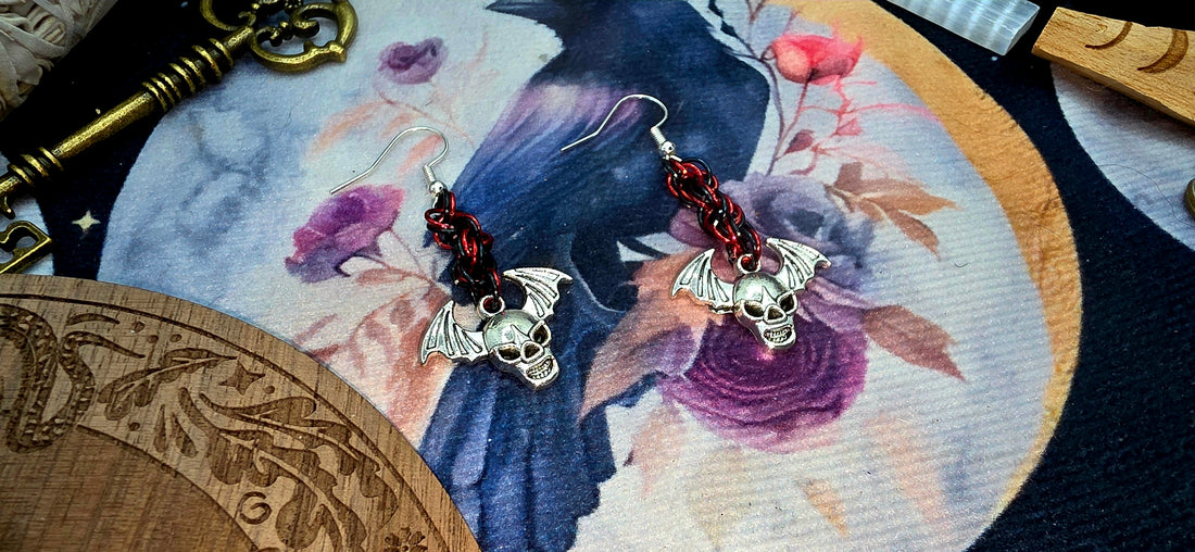 Gothic Skull Chainmail Earrings