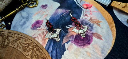 Gothic Skull Chainmail Earrings