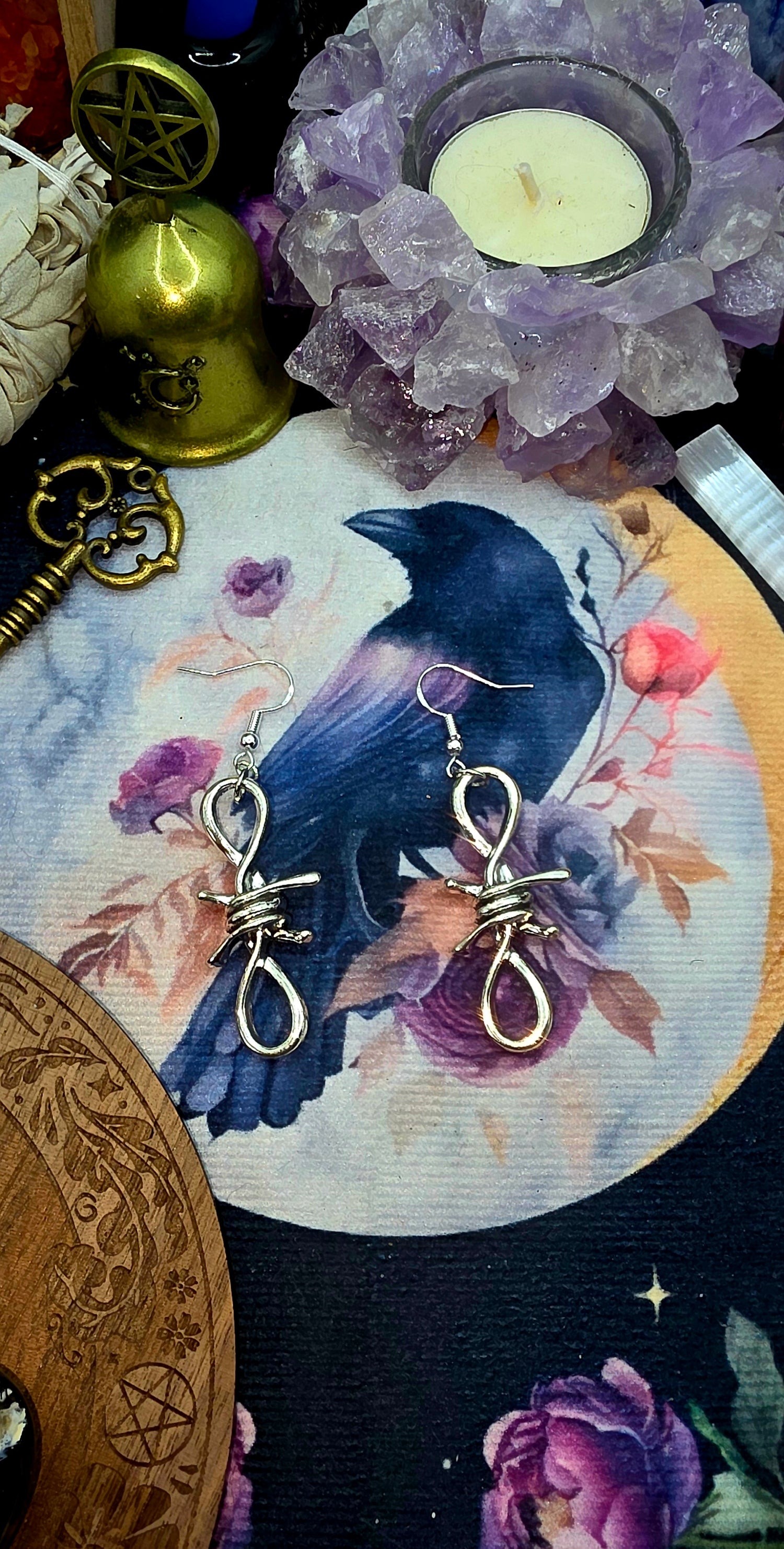 Edgy Barbed Wire Silver Earrings