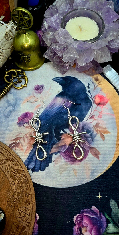 Edgy Barbed Wire Silver Earrings