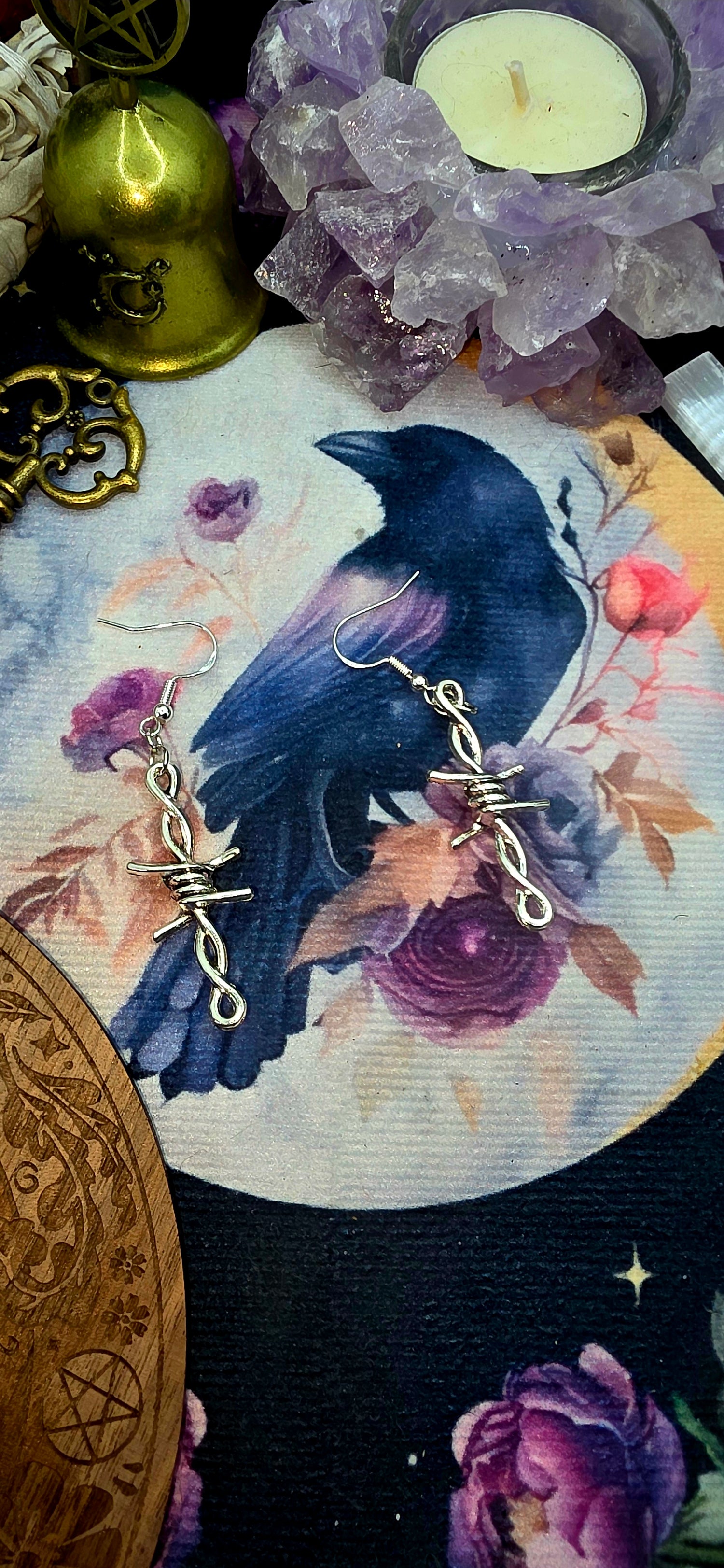 Edgy Barbed Wire Silver Earrings