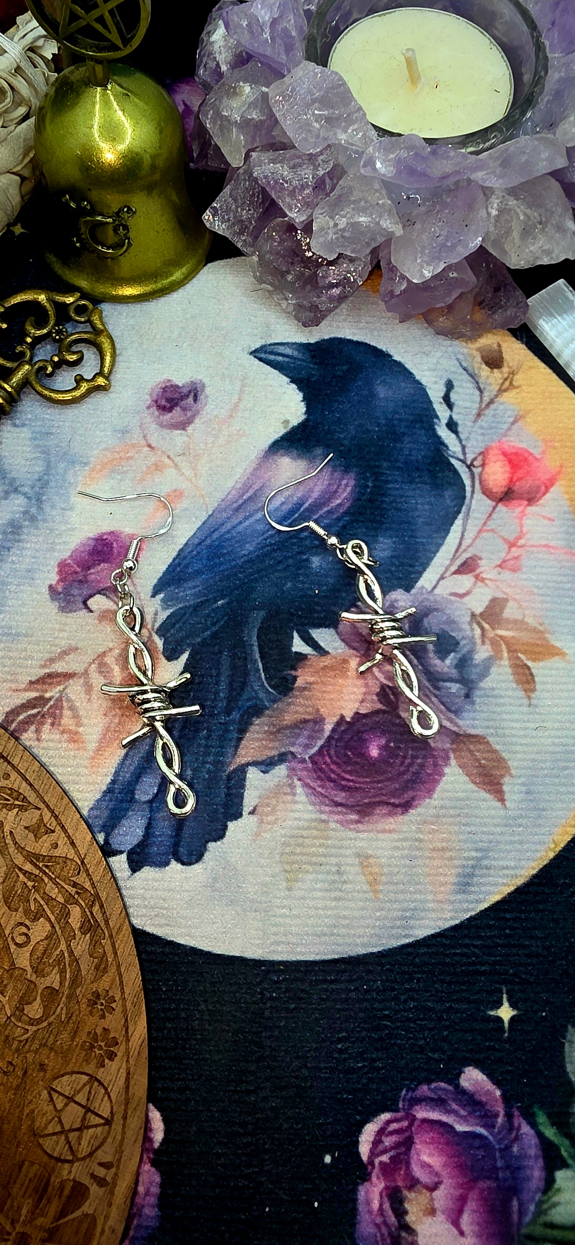 Edgy Barbed Wire Silver Earrings