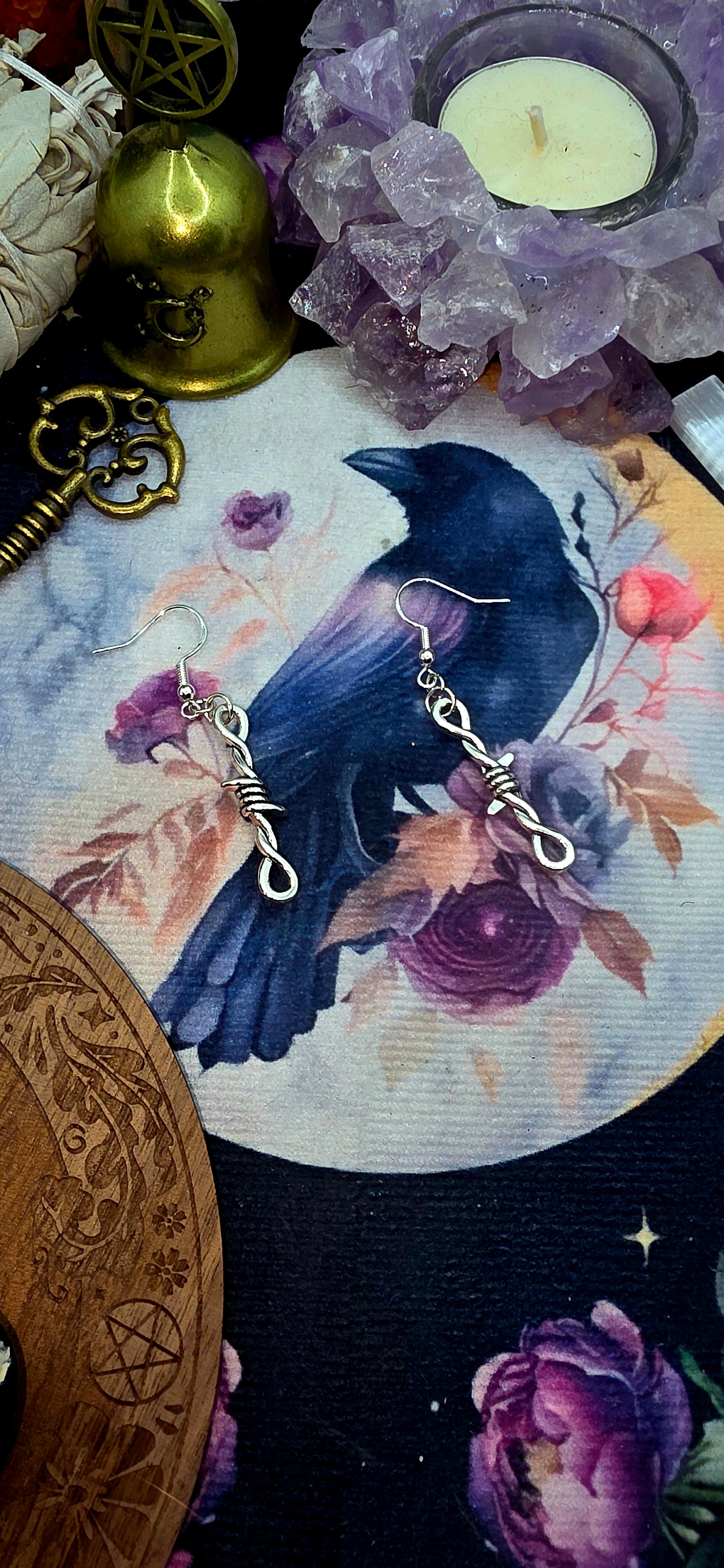 Edgy Barbed Wire Silver Earrings