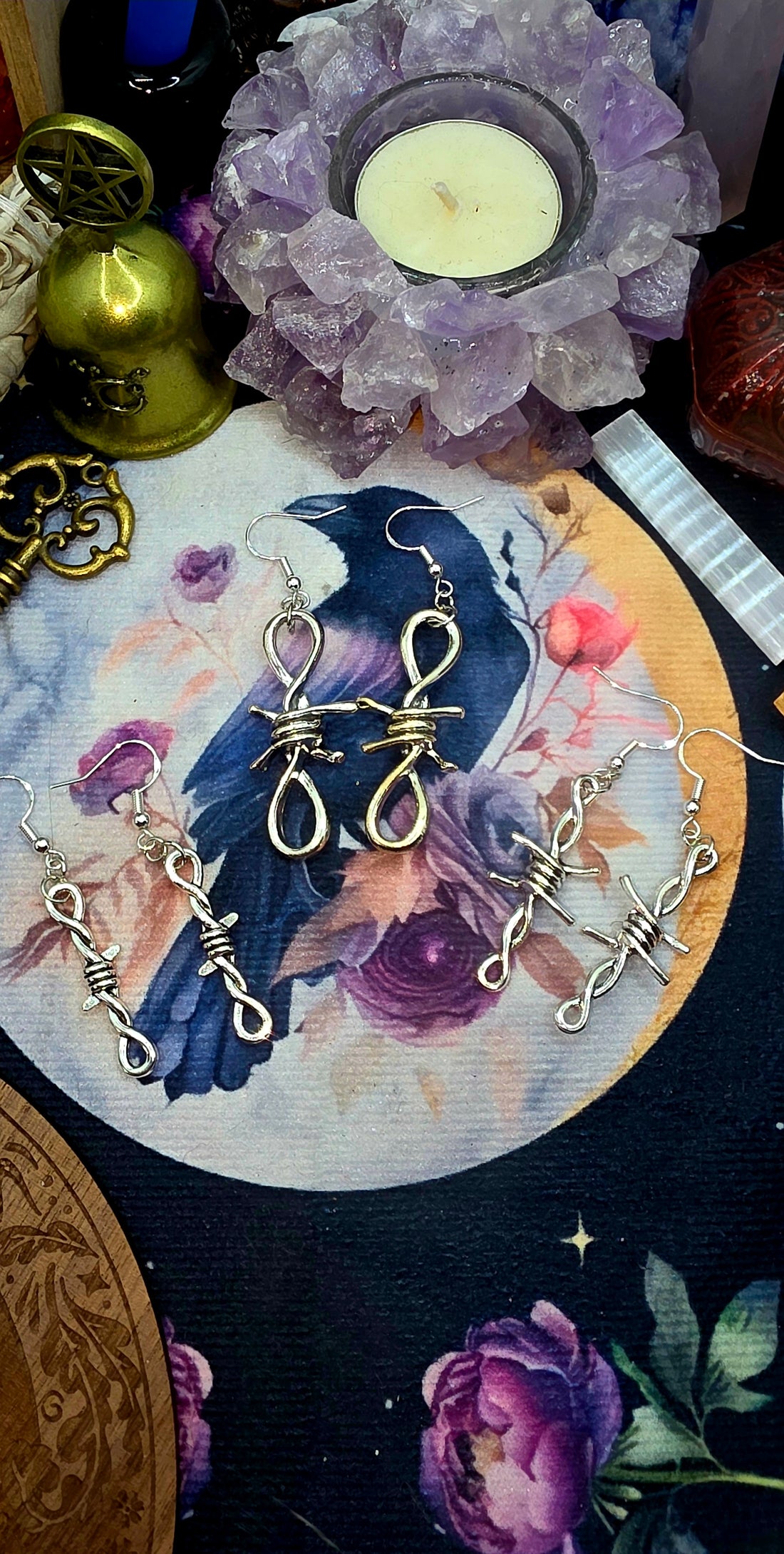 Edgy Barbed Wire Silver Earrings