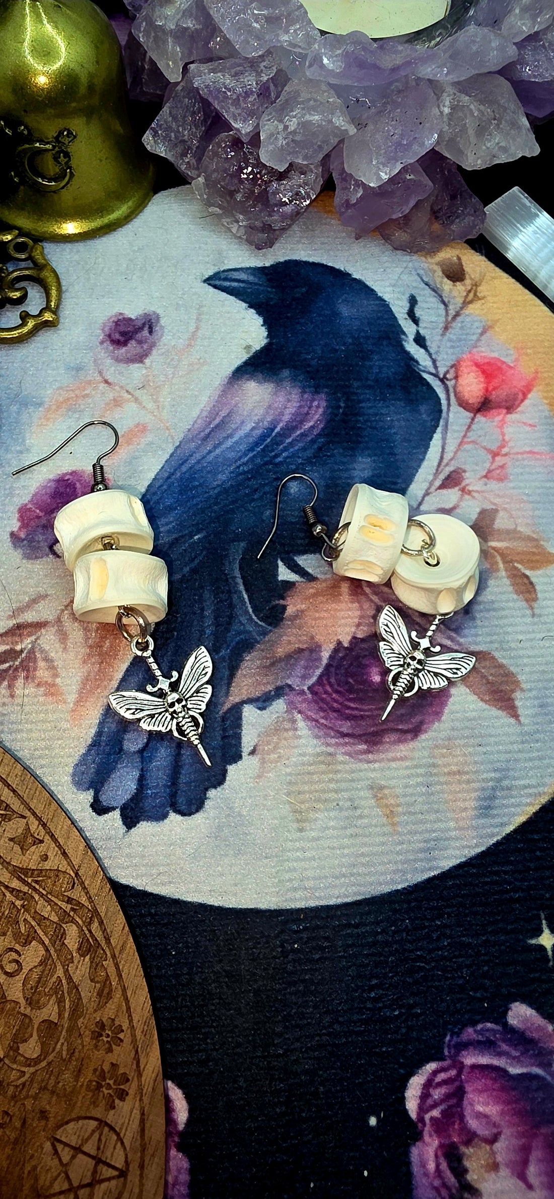 Death Head Moth Fish Bone Earrings