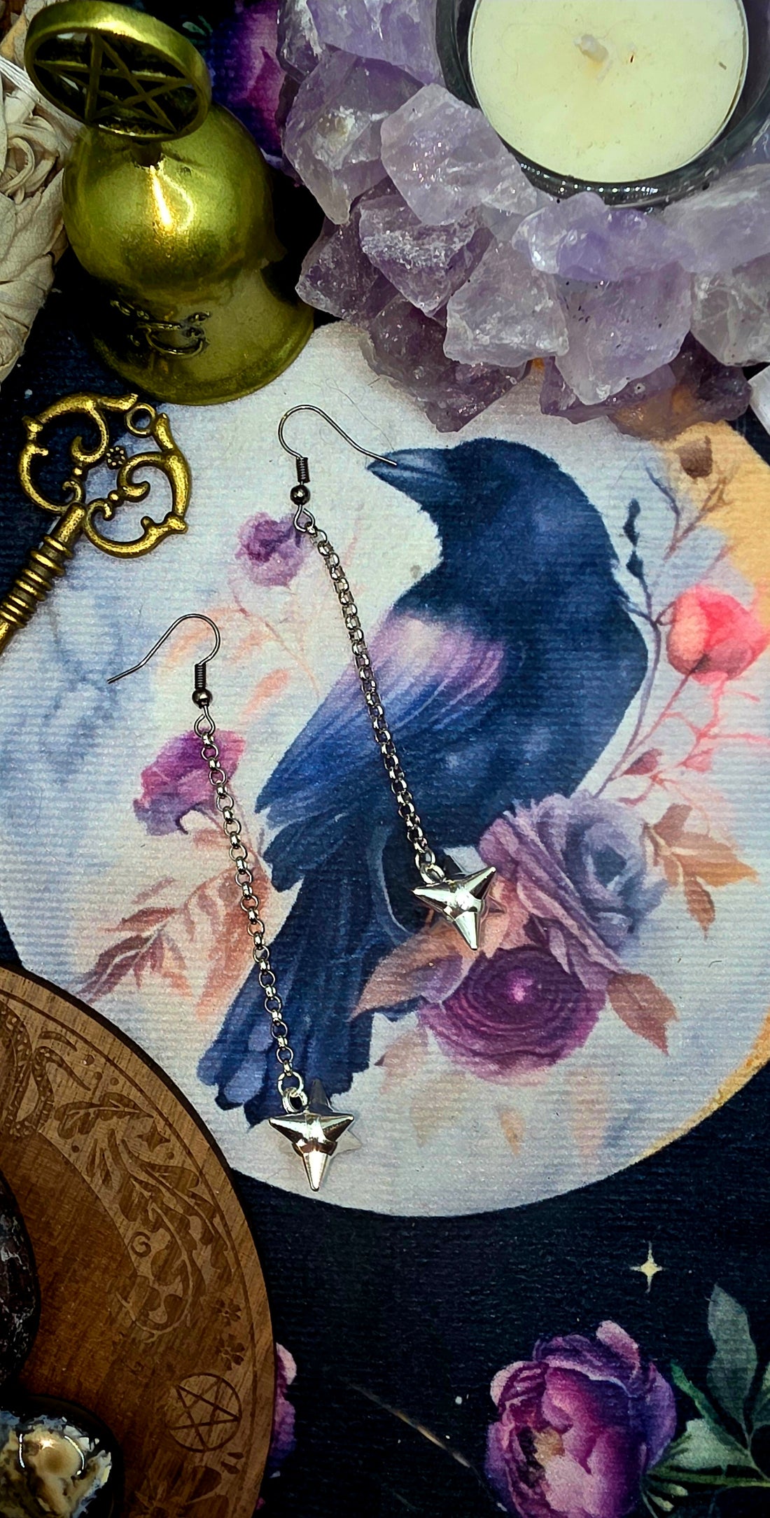 Silver Morningstar Weapon Earrings