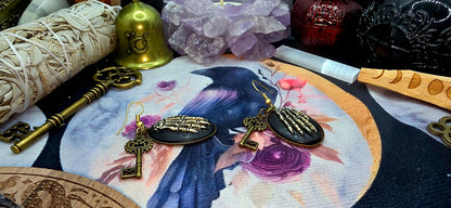 Gothic Skeleton Hand Cameo Earrings