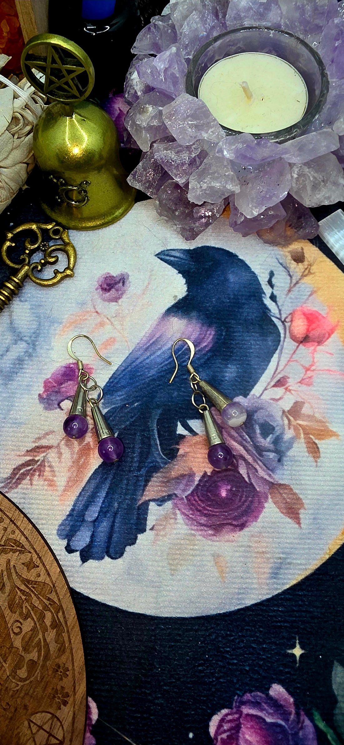 Mystical Silver &amp; Amethyst Drop Earrings