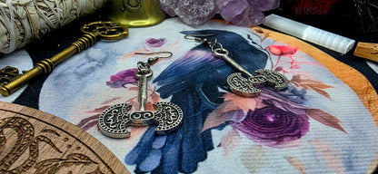 Dark Silver Battle Axe Earrings