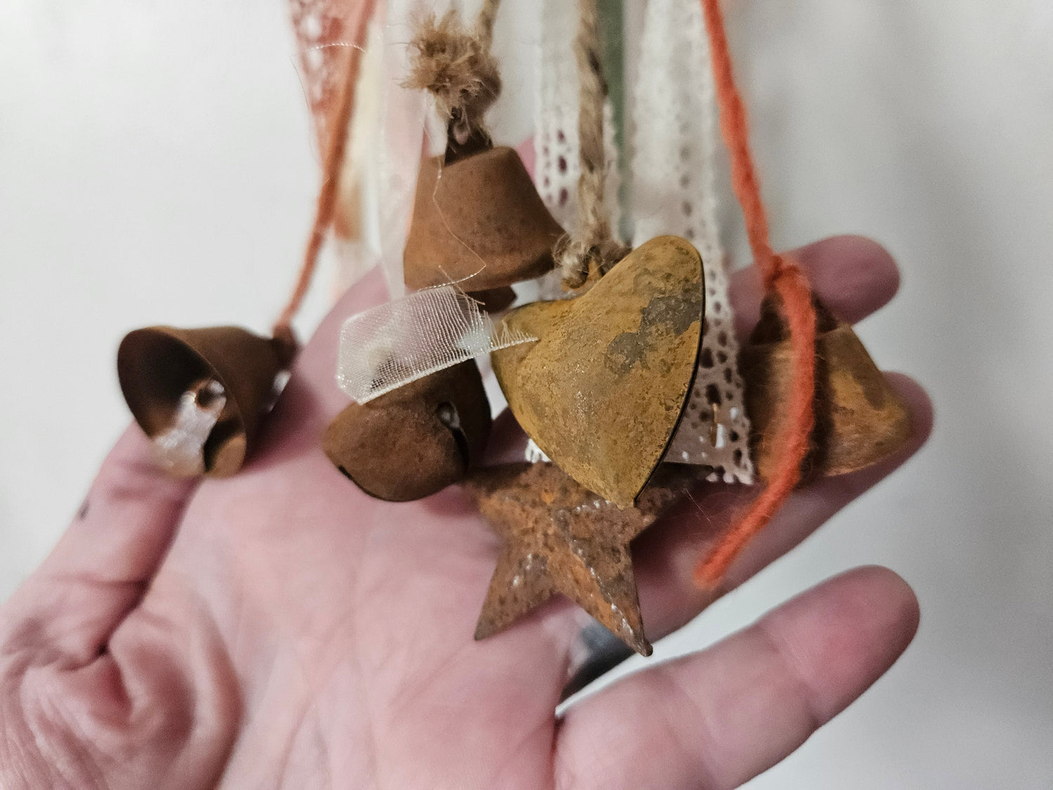 Witch Bells – Rustic Twig Wreath Charm with Ribbons &amp; Primitive Stars  Protection Decor  Door Hanger  Pagan Home Blessing