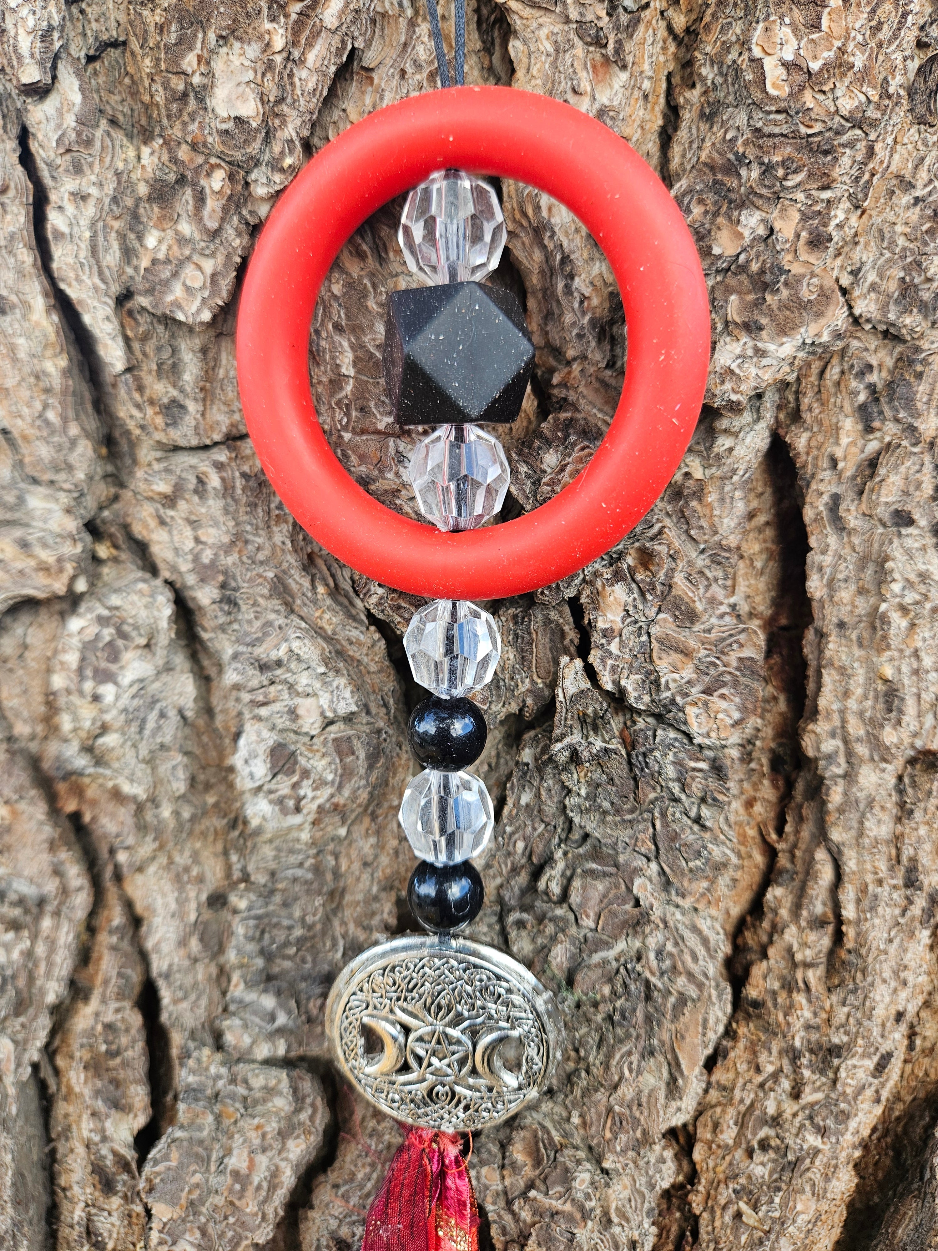 Witch Bells • Triple Moon Pentacle• Protection Charm • Wiccan Home Decor • Door Hanger • Pagan Altar