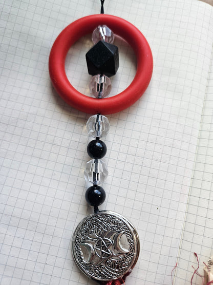 Witch Bells • Triple Moon Pentacle• Protection Charm • Wiccan Home Decor • Door Hanger • Pagan Altar