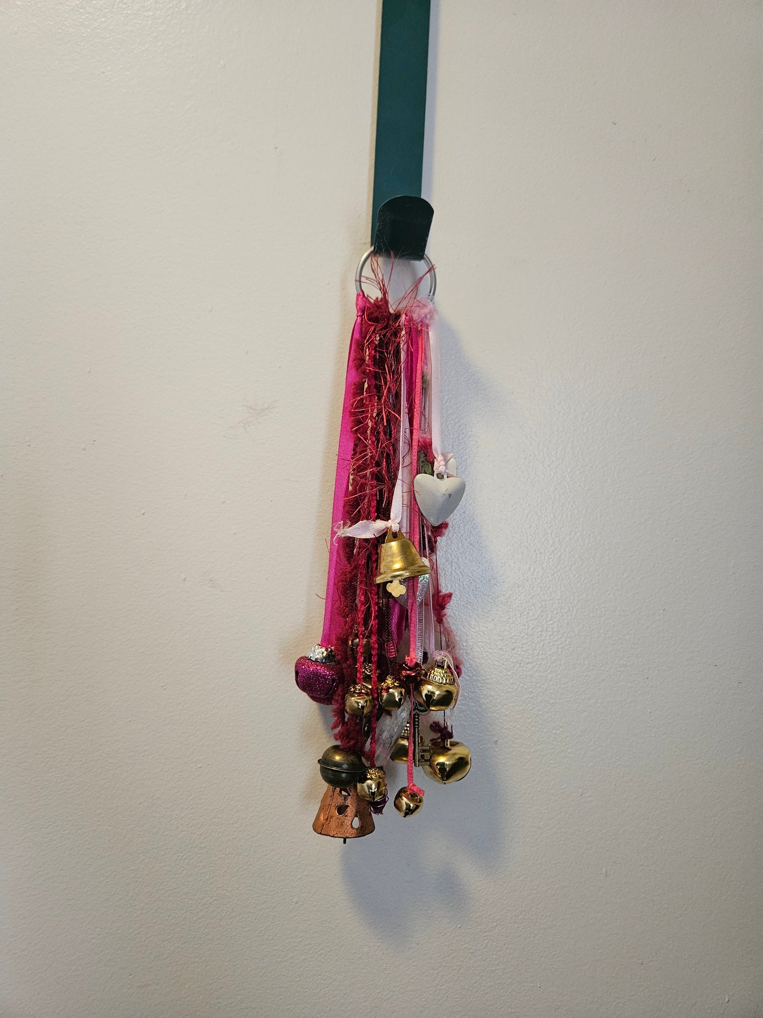 Pink Witch Bells • Protection Charm • Door Hanger • Home Blessing Decor • Handmade Boho Witchcraft Ornament • Good Energy House Gift