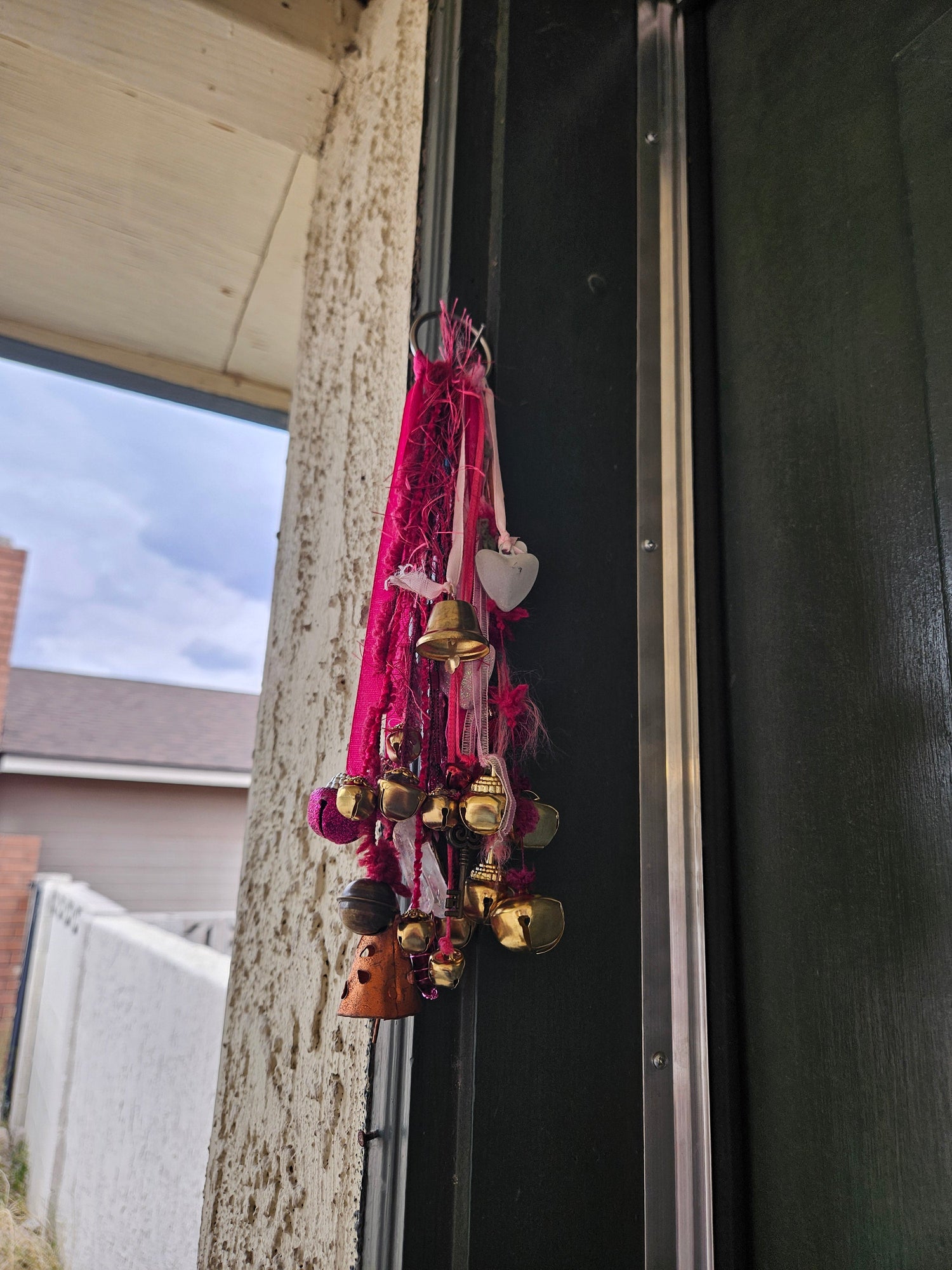 Pink Witch Bells • Protection Charm • Door Hanger • Home Blessing Decor • Handmade Boho Witchcraft Ornament • Good Energy House Gift