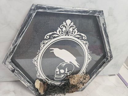 Wall Hanging: Gothic Skull, Clear Quartz, Smoky Quartz, Tiger&
