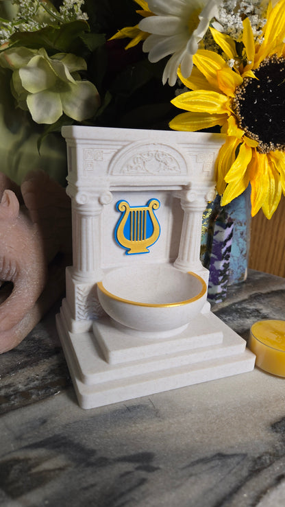 Mini Apollo Lyre Altar 5 Inch God Shrine for Sun, Archery, Music, Witchcraft Altar Decor Pagan Gift