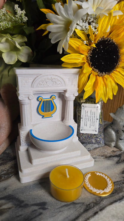 Mini Apollo Lyre Altar 5 Inch God Shrine for Sun, Archery, Music, Witchcraft Altar Decor Pagan Gift