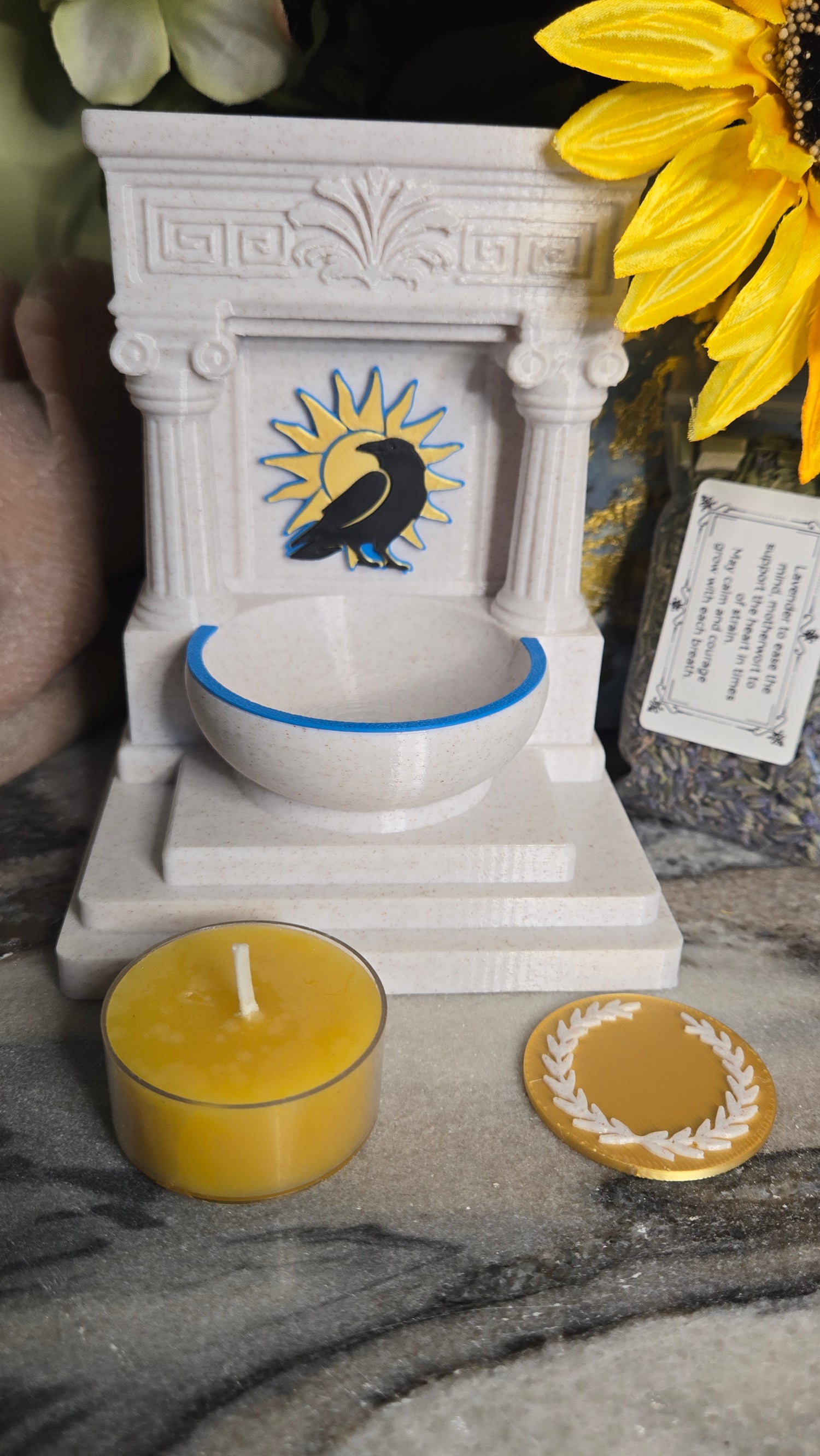 Mini Apollo Far-Striker Raven Altar 5 Inch God Shrine for Sun, Archery, Music, Prophecy Witchcraft Altar Decor Pagan Gift