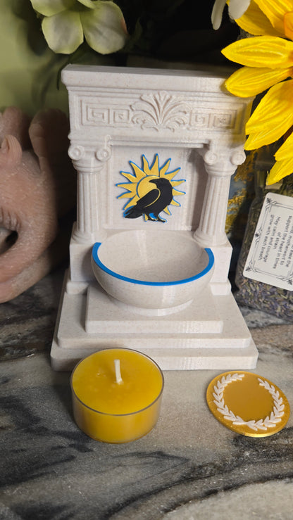 Mini Apollo Far-Striker Raven Altar 5 Inch God Shrine for Sun, Archery, Music, Prophecy Witchcraft Altar Decor Pagan Gift