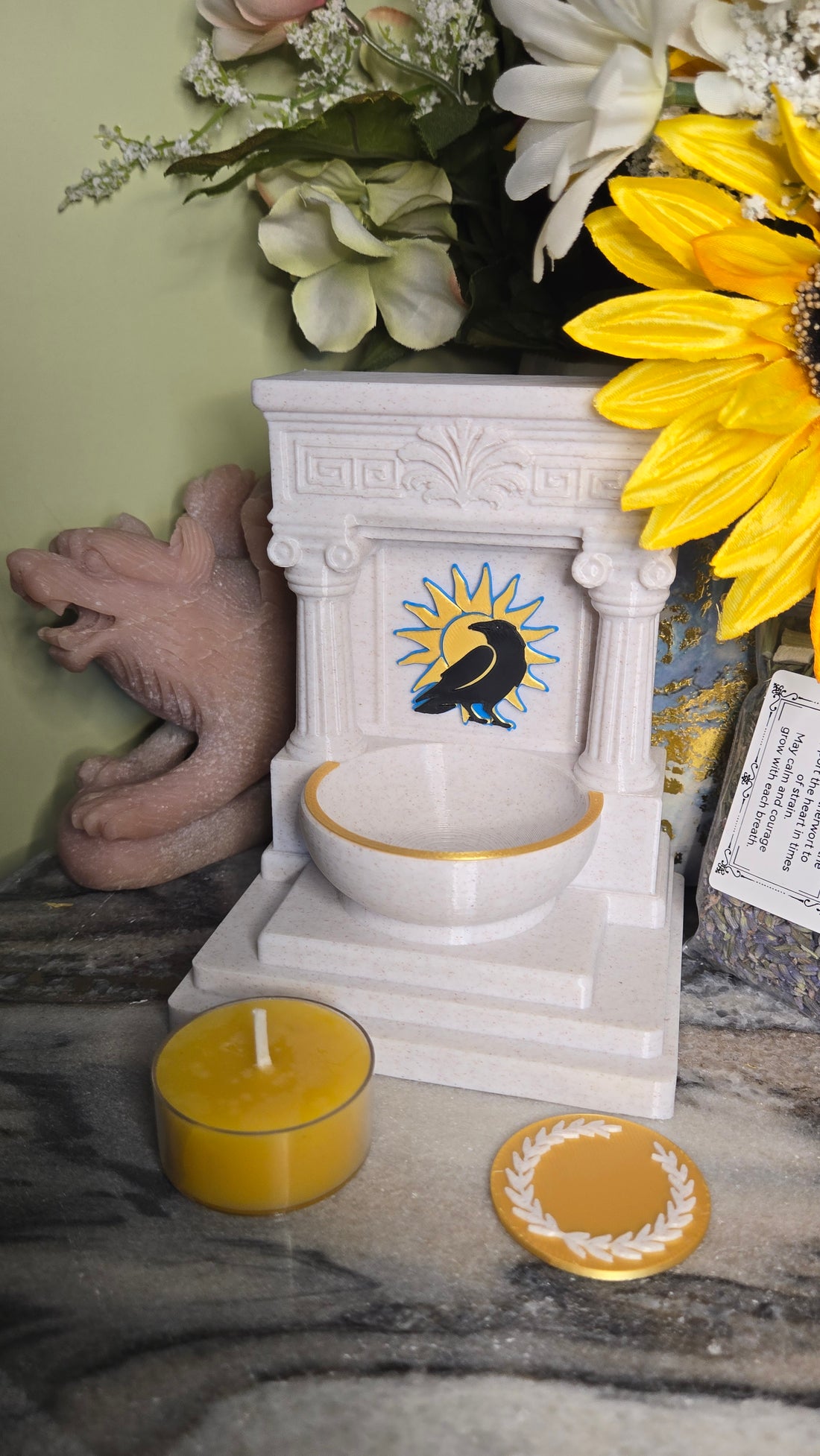 Mini Apollo Far-Striker Raven Altar 5 Inch God Shrine for Sun, Archery, Music, Prophecy Witchcraft Altar Decor Pagan Gift