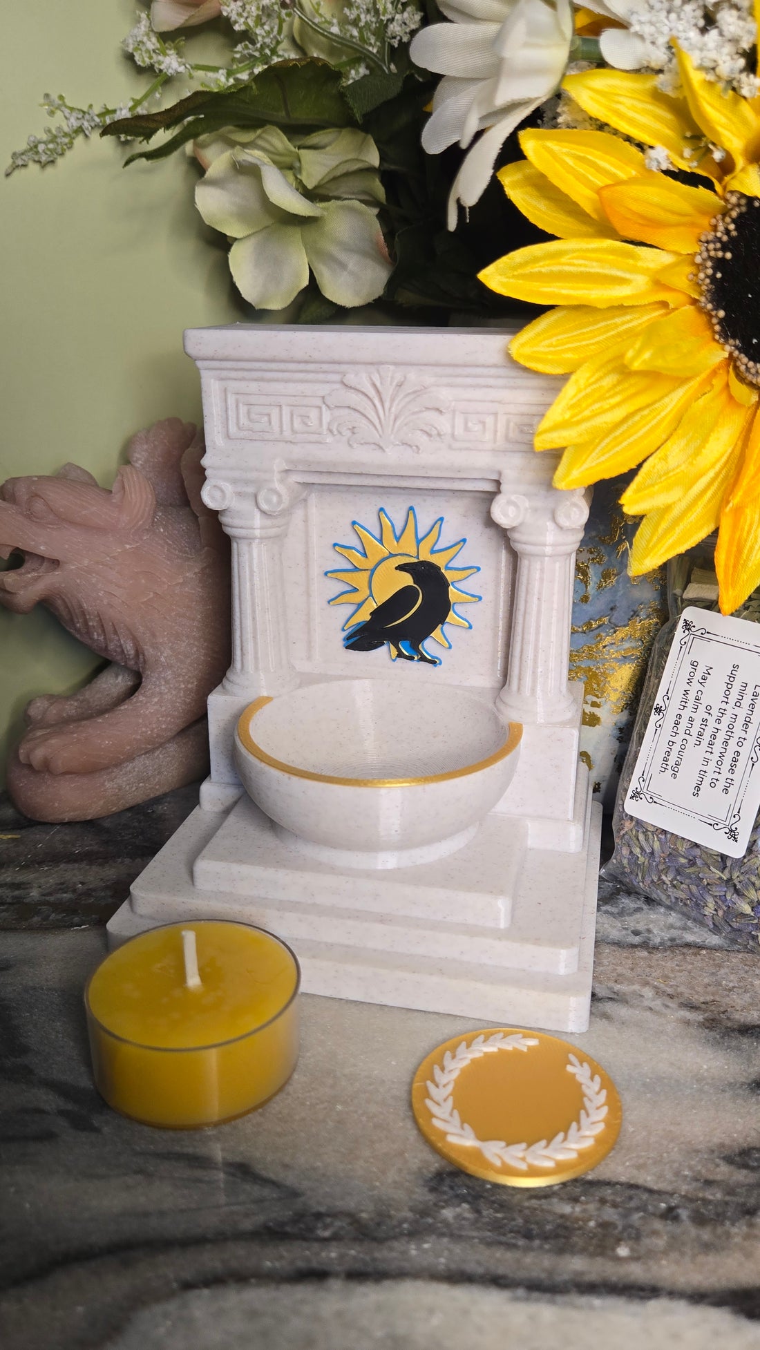 Mini Apollo Far-Striker Raven Altar 5 Inch God Shrine for Sun, Archery, Music, Prophecy Witchcraft Altar Decor Pagan Gift