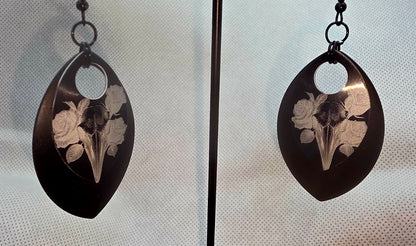Raven Skull Dragon Scale Earrings