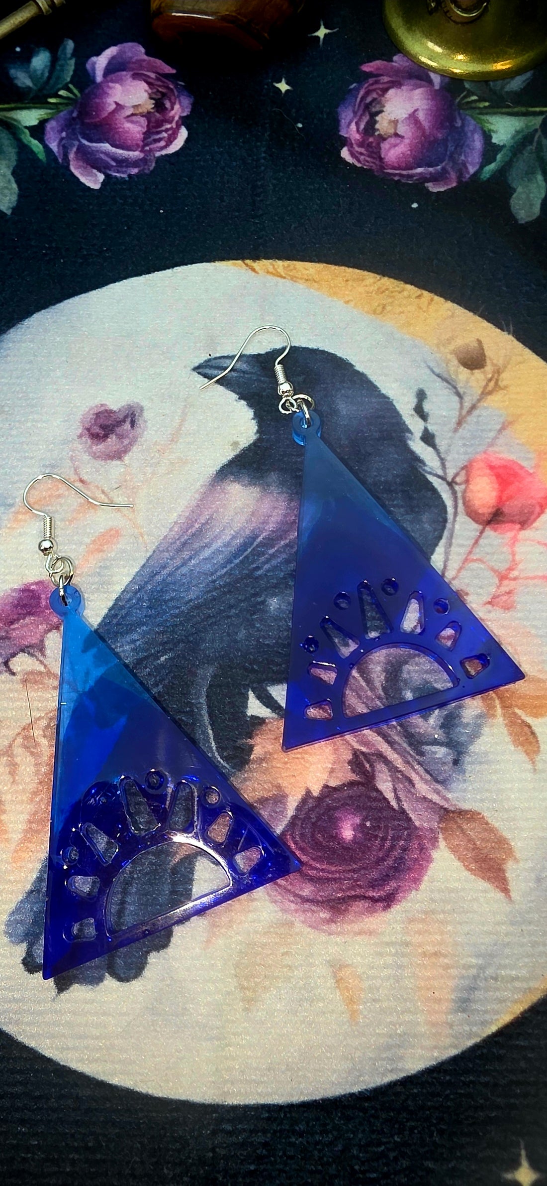 Blue Flame Pyramid Earrings
