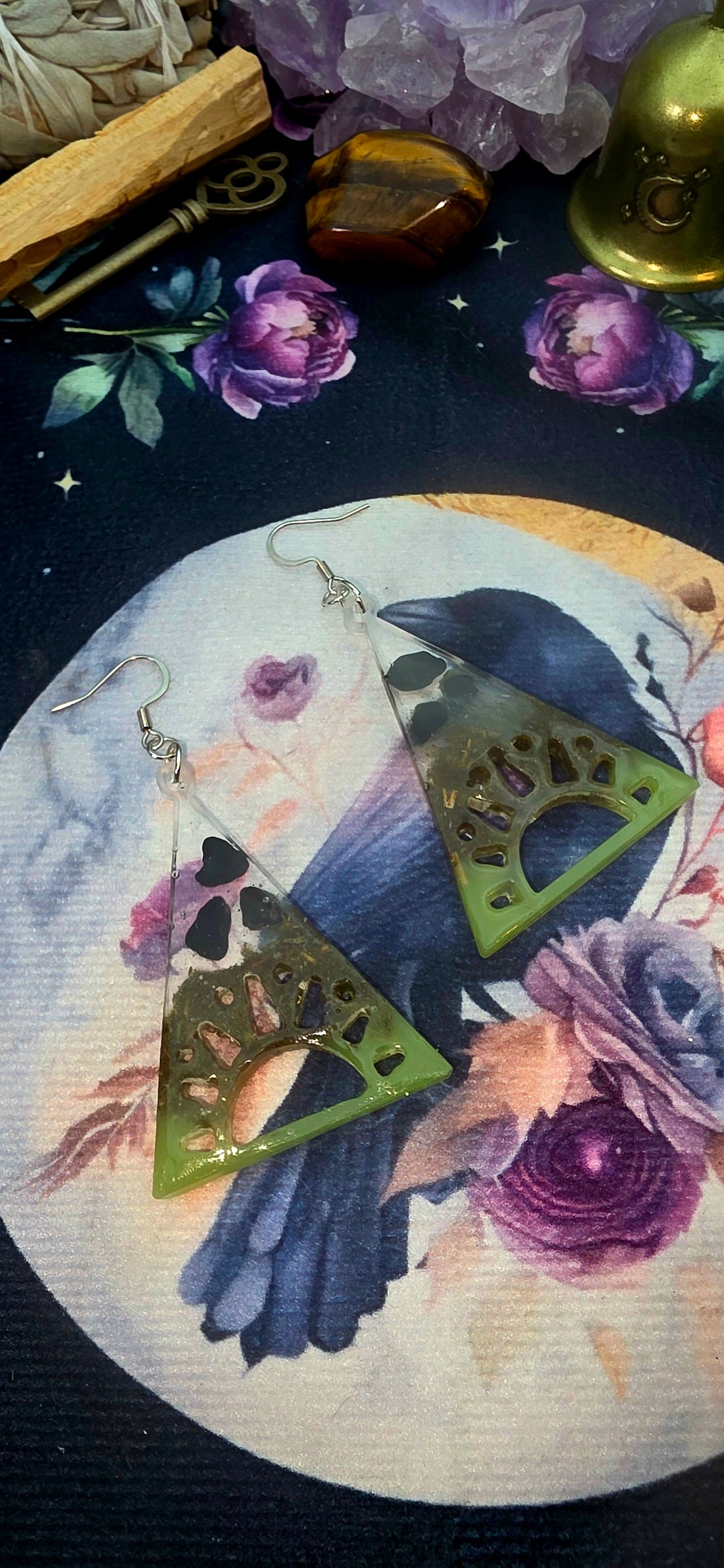 Mystic Green Beltane Infused Earrings