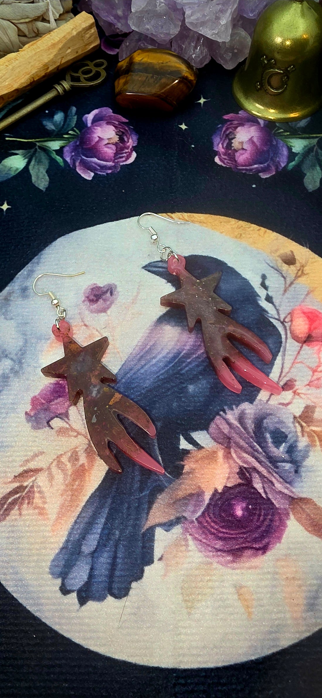 Pink Beltane Shooting Star Earrings
