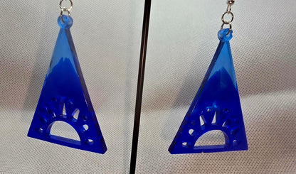 Blue Flame Pyramid Earrings