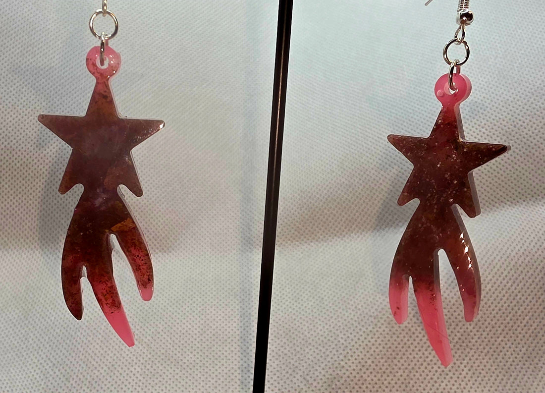 Pink Beltane Shooting Star Earrings