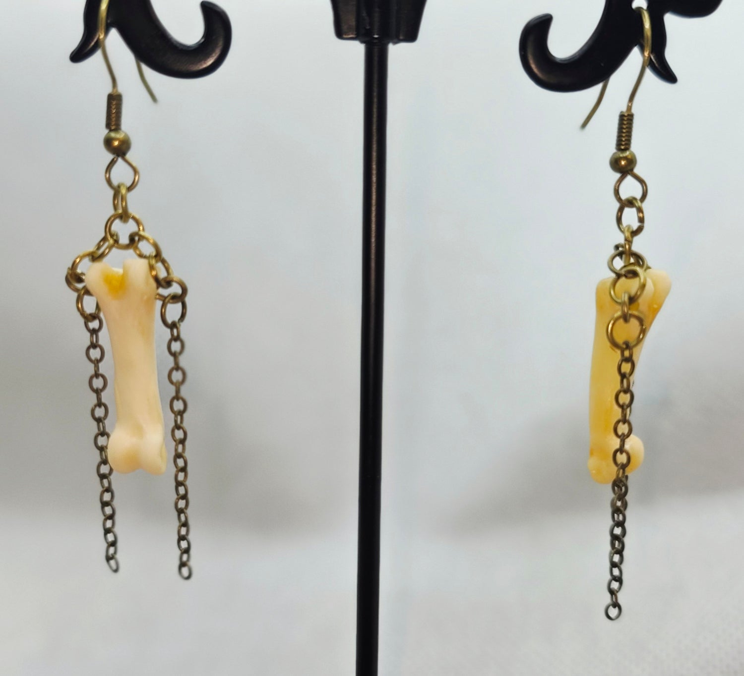 Red Fox Bone Earrings with Chains - Nature&
