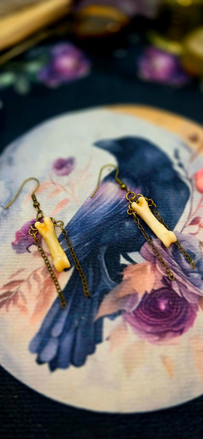 Red Fox Bone Earrings with Chains - Nature&