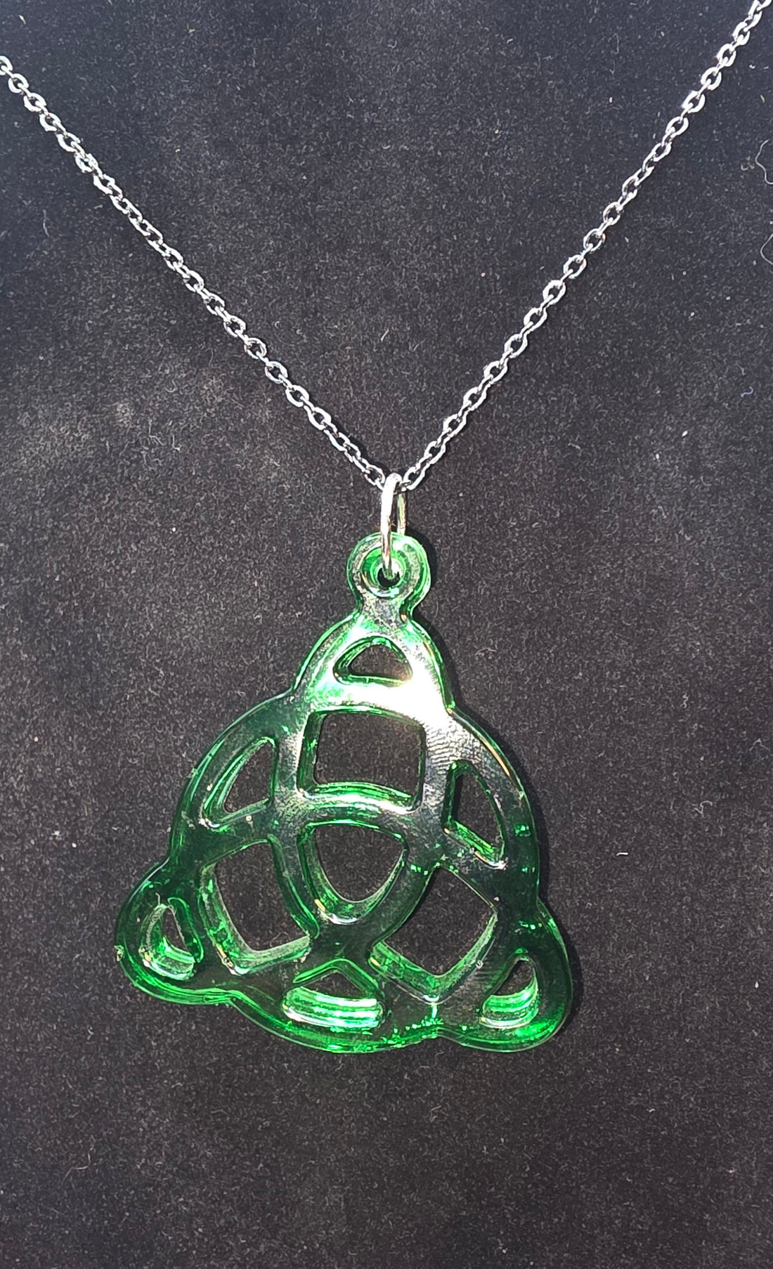 Green Resin Celtic Pendant Necklace