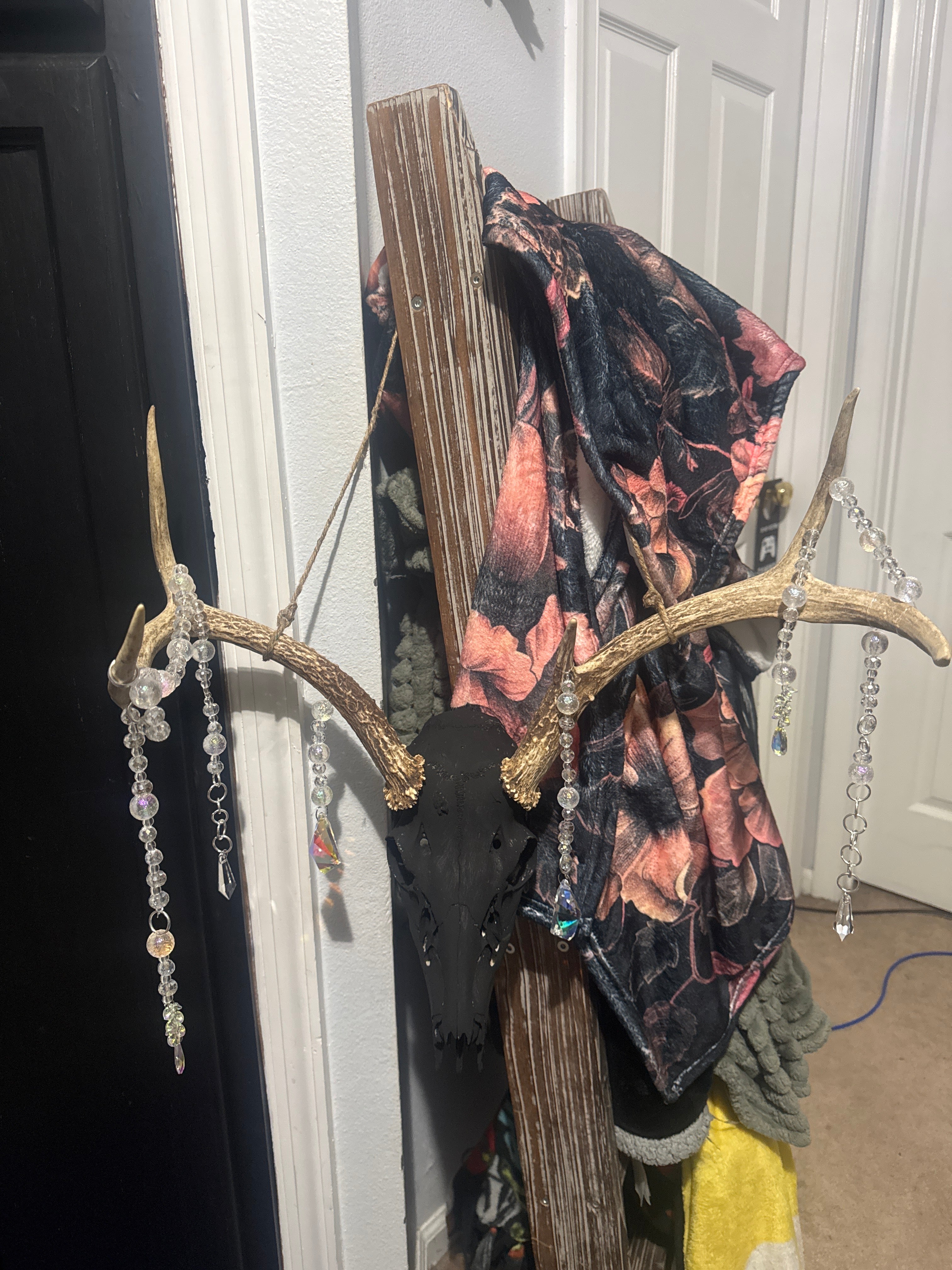 Deer Skull and Antlers Suncatcher