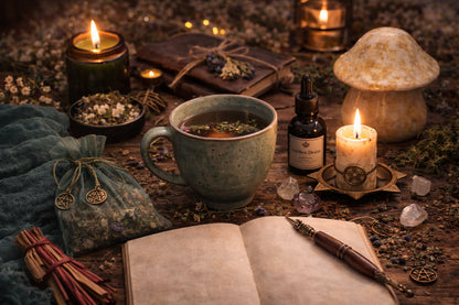 Cozy Witch Mystery Capsule Bundle – Intuitively Curated Self-Care &amp; Ritual Set | Tea, Candles, Comfort Magic