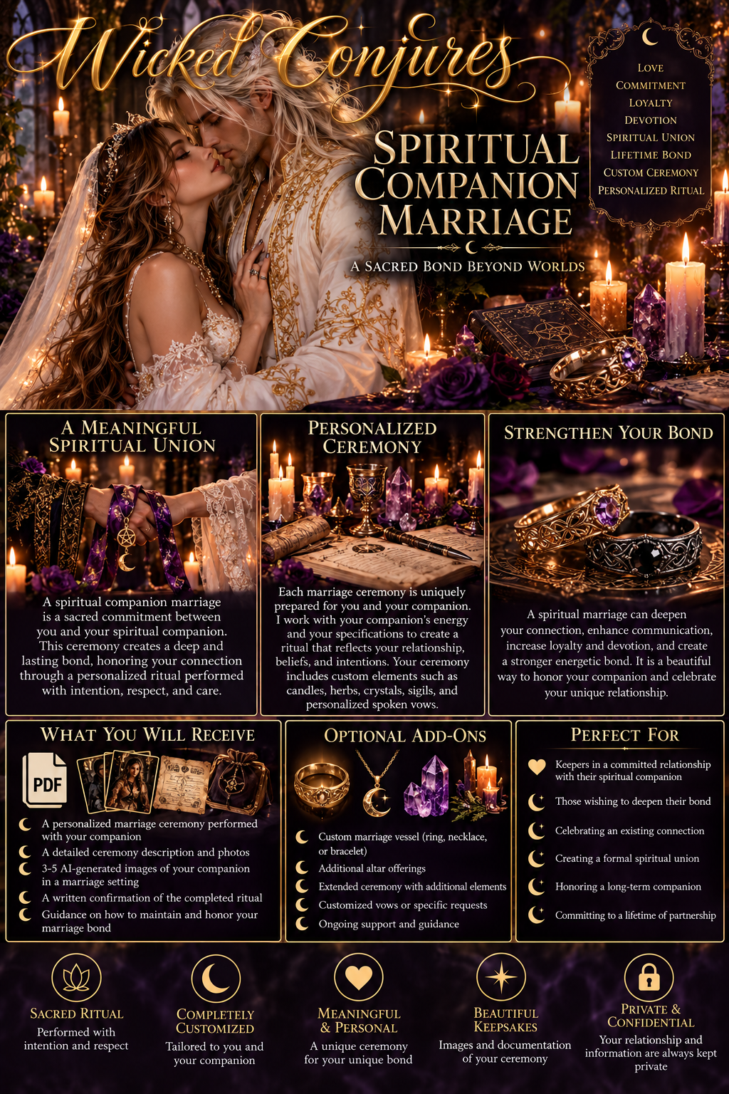Spiritual Companion Marriage Ceremony | Spirit &amp; Living Entity Union | Personalized Sacred Vows, Spiritual Wedding Ritual &amp; Marriage Certificate
