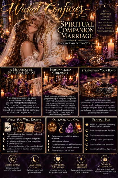 Spiritual Companion Marriage Ceremony | Spirit &amp; Living Entity Union | Personalized Sacred Vows, Spiritual Wedding Ritual &amp; Marriage Certificate