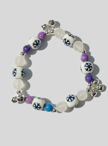 Dyed Purple Jade/ White Moonstone/ Snowflakes