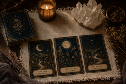 Personalized Three Card Oracle or Tarot Reading with Birth Chart Insights &amp; Keepsake
