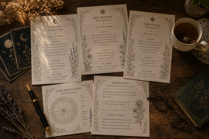 Personalized Three Card Oracle or Tarot Reading with Birth Chart Insights &amp; Keepsake