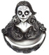 Cold-cast resin Day of the Dead sugar skull incense holder 4.5 inches with colorful floral decorations, Día de los Muertos altar decor stick incense burner.