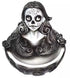 Cold-cast resin Day of the Dead sugar skull incense holder 4.5 inches with colorful floral decorations, Día de los Muertos altar decor stick incense burner.