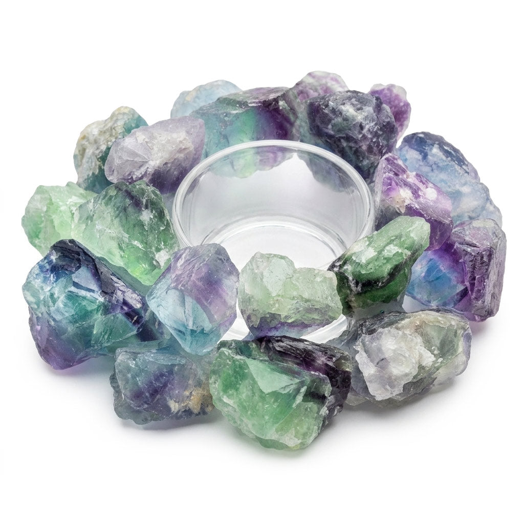 Fluorite Tealight Holder 4.5 Inch — Natural Crystal Candle Holder